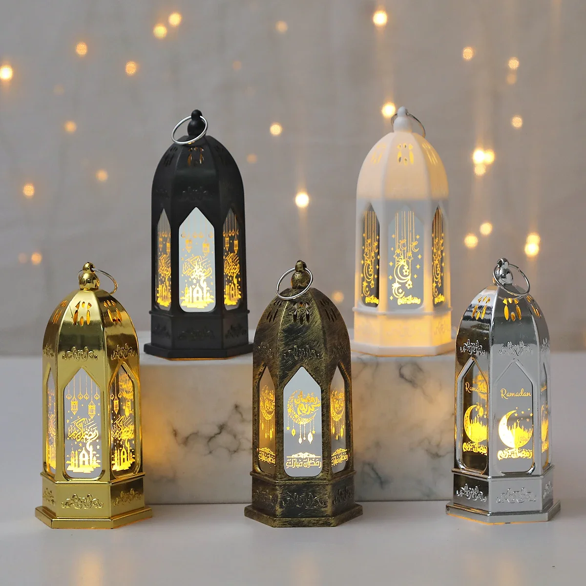 Muslim Ramadan Decor Lantern Ornament EID Mubarak Moon LED Candle Lamp Eid Al Adha Gift Gurbang Ramadan Decoration for Home