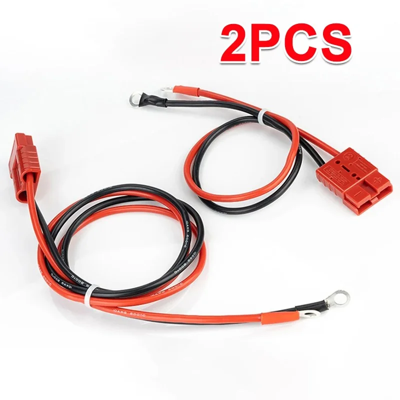 2Pcs 50A Anderson Plug to Lug Connector Kit Male Female 12AWG 50cm Cable for Battery Charging