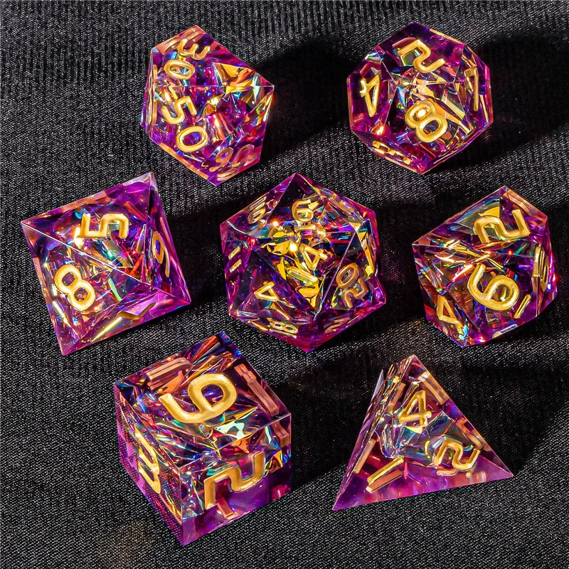 

KERWELLSI DND Resin Sharp Edge Dice Set, Polyhedral D&D Dice Set for Dungeon and Dragon Dice, RPG Role Playing Game D and D Dice