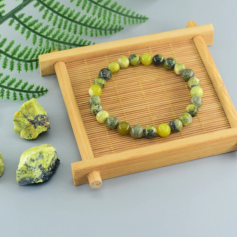 Natural Yellow Pine Stone Beads Bracelet Men Women Energy Healing Beads Jewelry Yoga Meditation Bangle Boyfriend Gift Wholesale