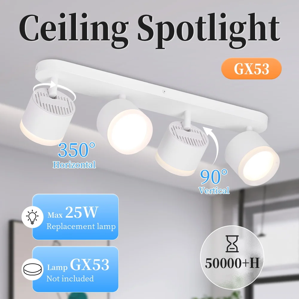 

Потолочный светильник Downlight GX53 с несколькими плафонами, 220В, со сменными лампами, 3 цвета, для интерьера, для дома и магазина