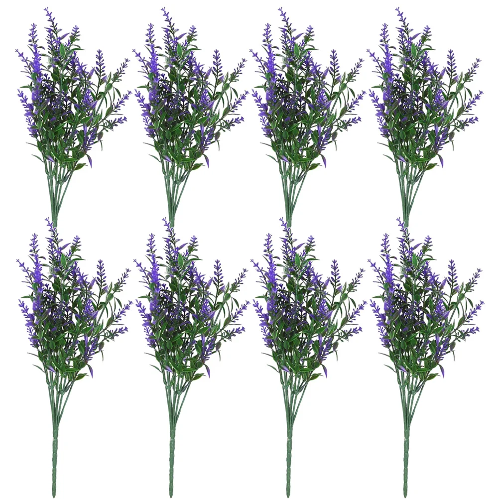 

8pcs Artificial Lavender Flowers Realistic Fake Plants For Home Office Decor Faux Bouquet Simulation Plant Diy Vase Arranging