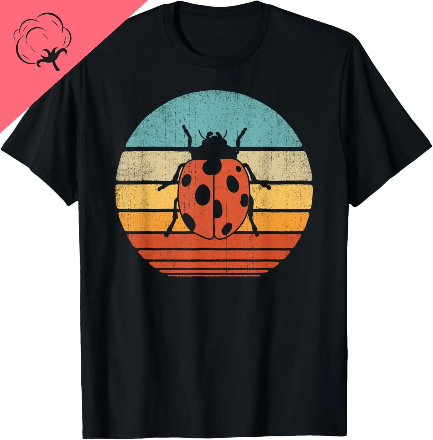 Ladybug Retro Vintage 60s 70s Sunset Bug Insect Men Women T-Shirt Funny Shirt Harajuku Casual Custom T-Shirt Camisas