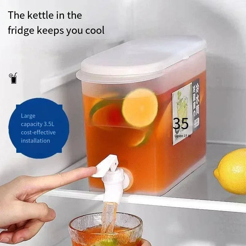 3.5-Liter Summer Refrigerator Cold Water Pot Household Ice Water Beverage Fruit Tea Pot Flower Water Bucket with Faucet Drink