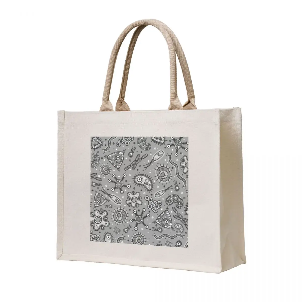 

Cartoon Microbes - Grey / Gray Tote Bag Women's shopping bag foldable reusable bag female