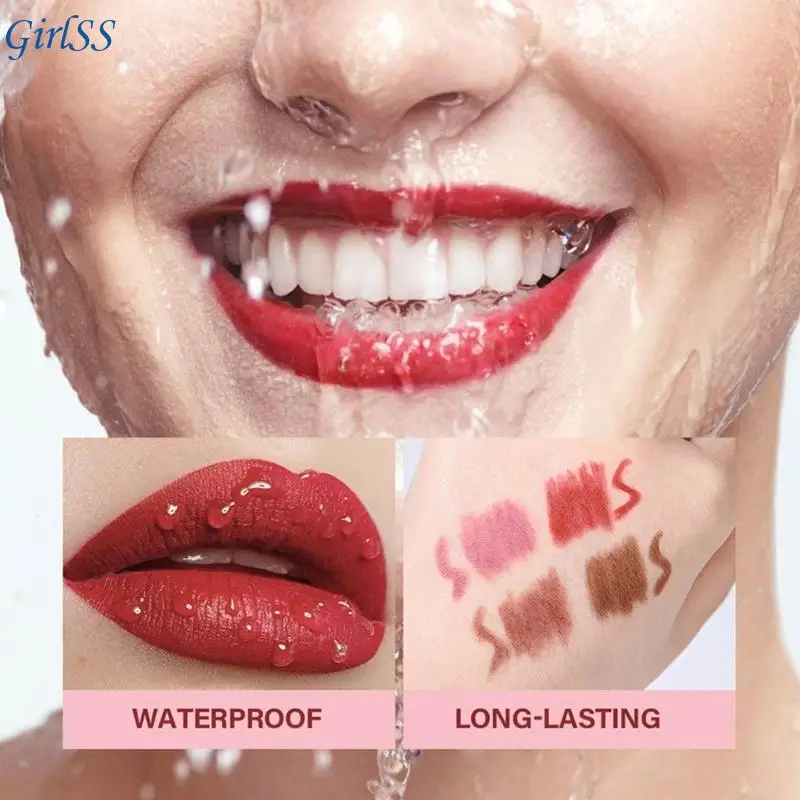 4 قطع قلم تحديد الشفاه مجموعة معاجين تحديد الشفاه سهلة التلوين مقاوم للماء أحمر الشفاه لوازم ماكياج للنساء فتاة T4MB