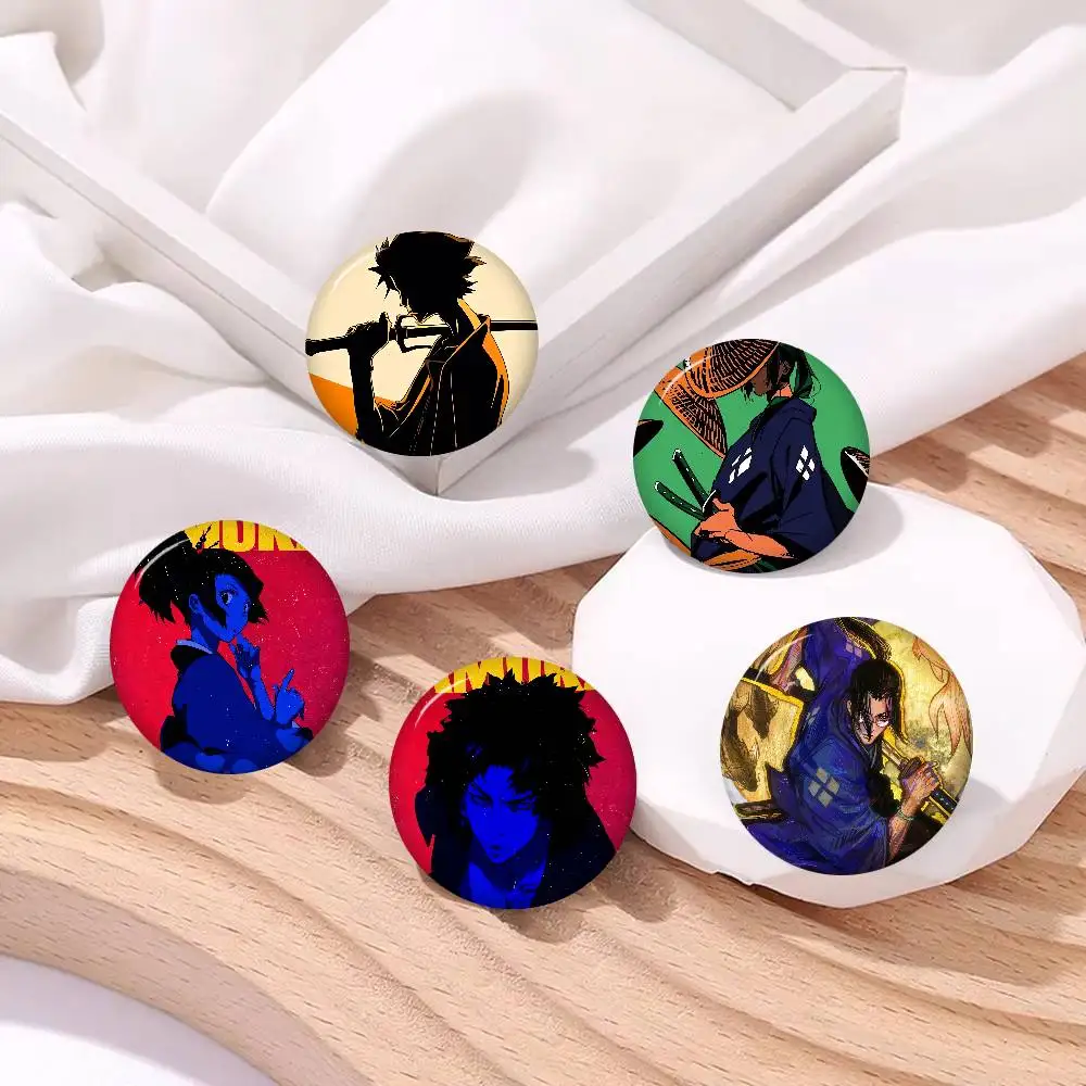 Anime Samurai Champloo Creator Tinplate Pin Button Custom Anime Role Old-school Brooch Cartoon Collar Badge Jewelry Gift Fans