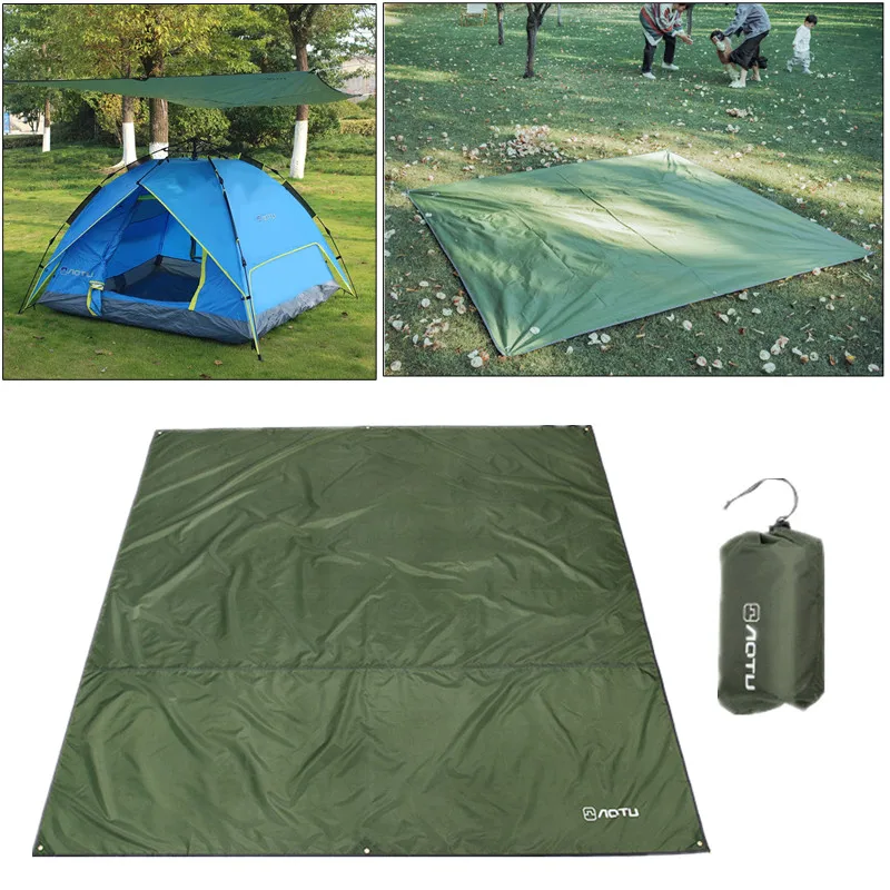 Tienda de campaña impermeable, lona, hamaca, huella de mosca de lluvia, tela de suelo, refugio, sombrilla, manta de Picnic para playa, estera para exteriores