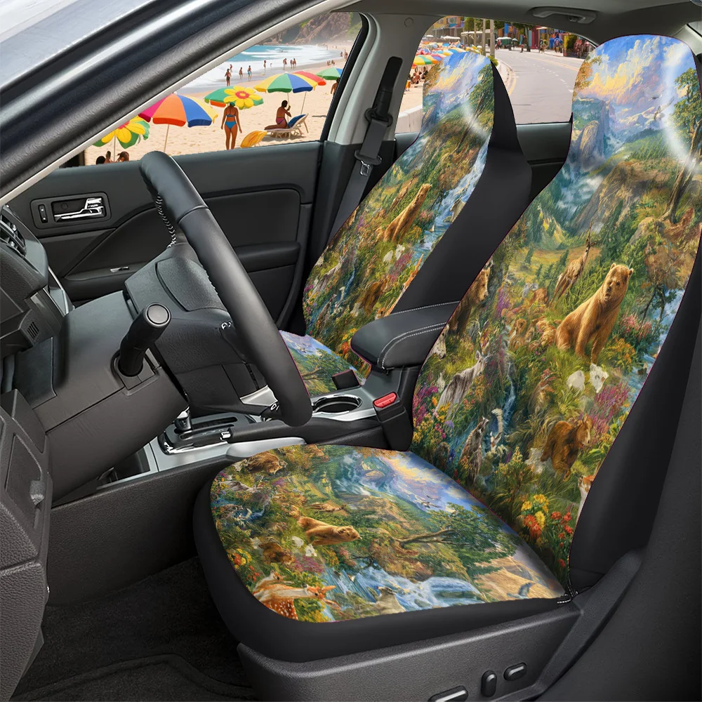 2-5 Seat Set Car Seat Covers Premium Breathable Fit For Truck SUV Car Off-road Festive Christmas New Year Halloween Easter Natu