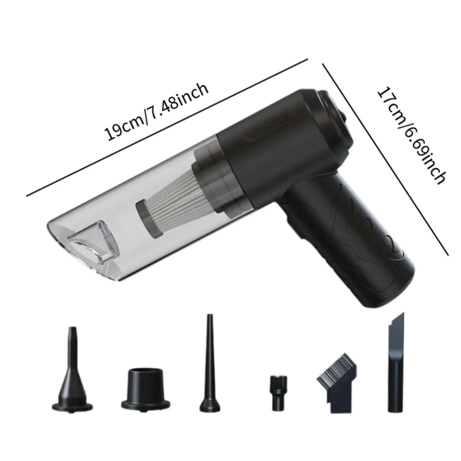 Handheld Car Vacuum Cleaner Multifunctional with Multi Nozzles Silent Blower for Living Room Pet Hair Truck Vehicle Carpets