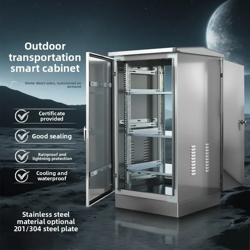 Outdoor waterproof network cabinet 304 stainless steel outdoor rainproof communication cabinet