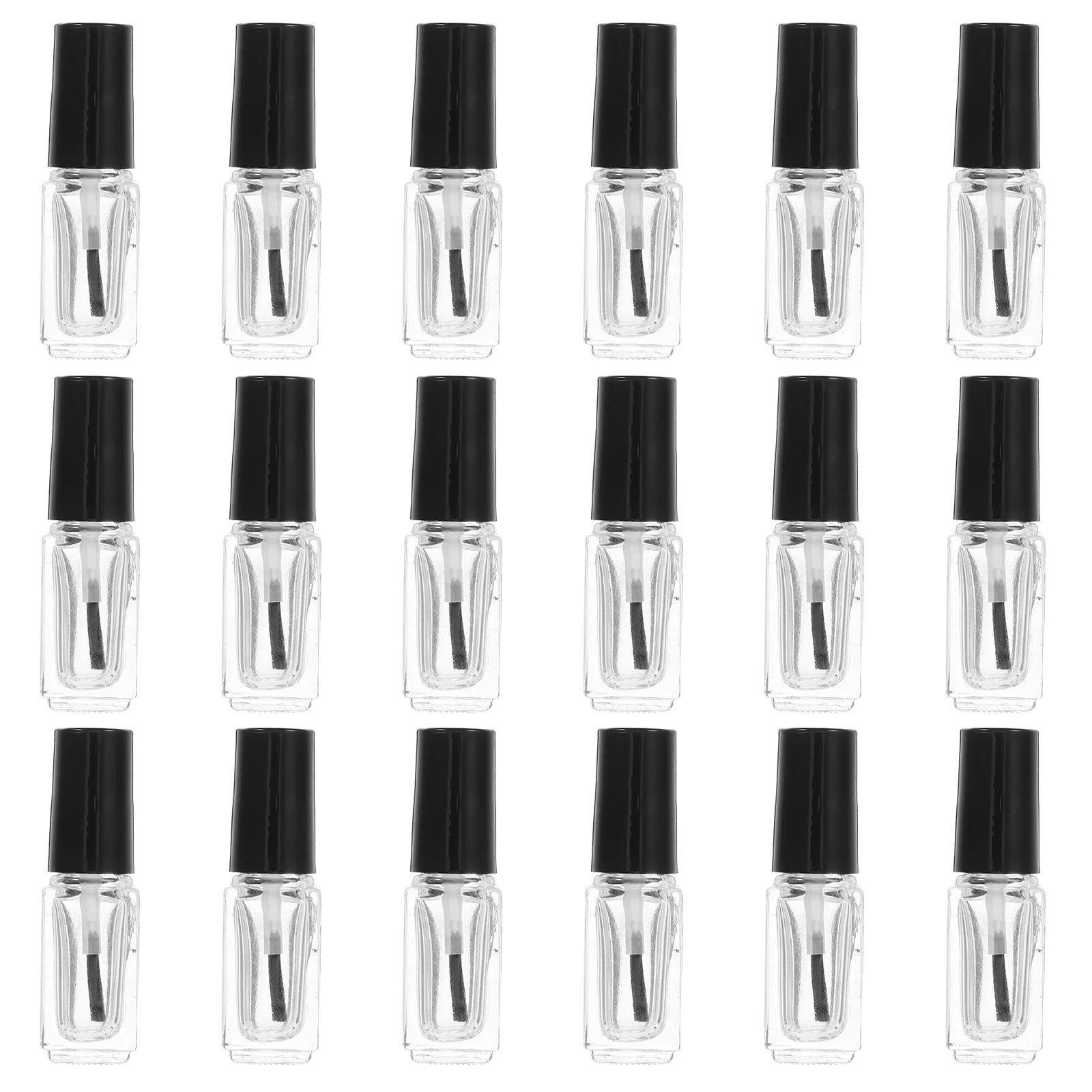 

20Pcs Nail Polish Bottles Clear Glass Empty Refillable Portable Containers Small Size with Brush Cap for Travel Nail Gel and