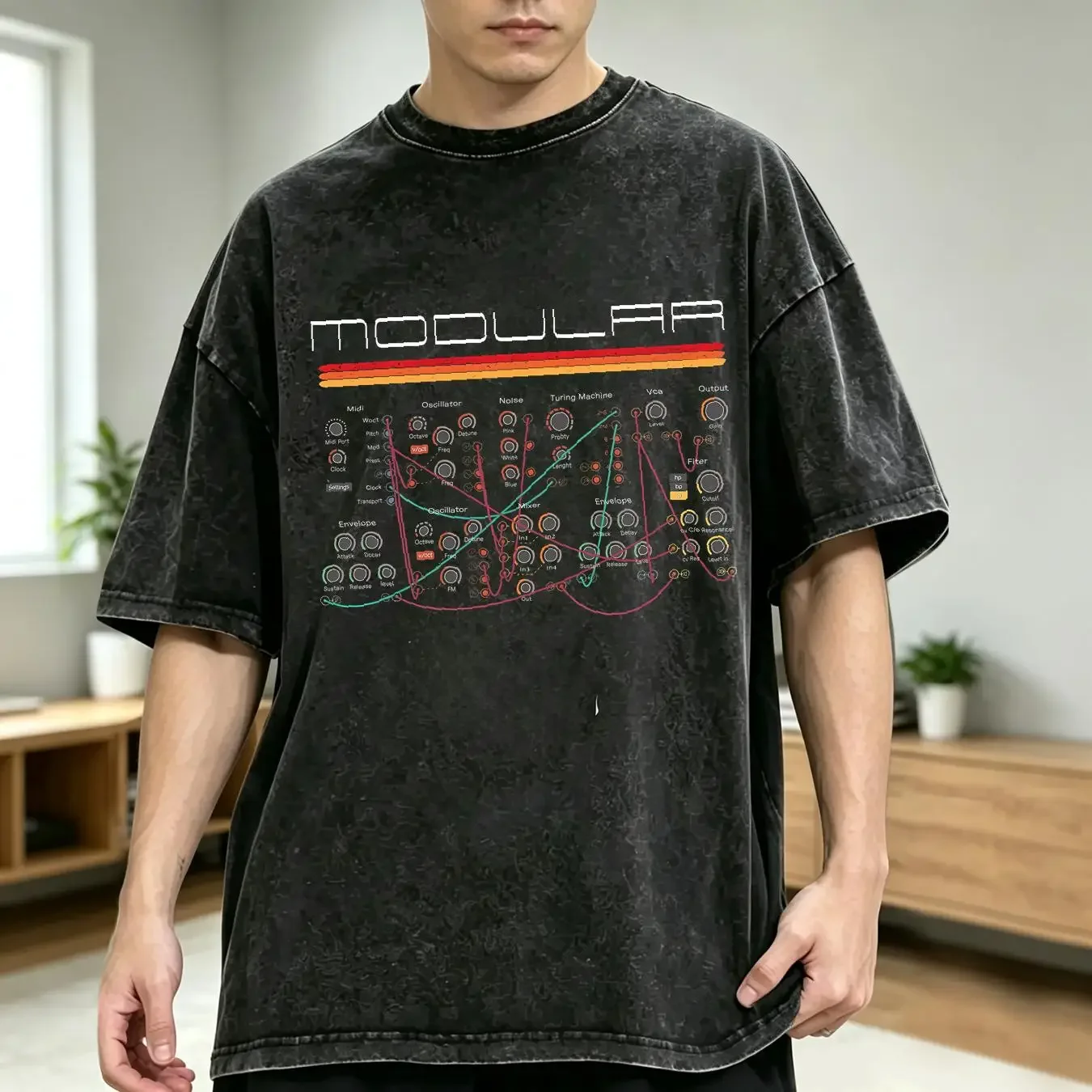 washed T Shirt NEW LIMITED Vintage Modular Synthesizer Analog Audio Engineer Synth Nerd long or short sleeves vintage Washed