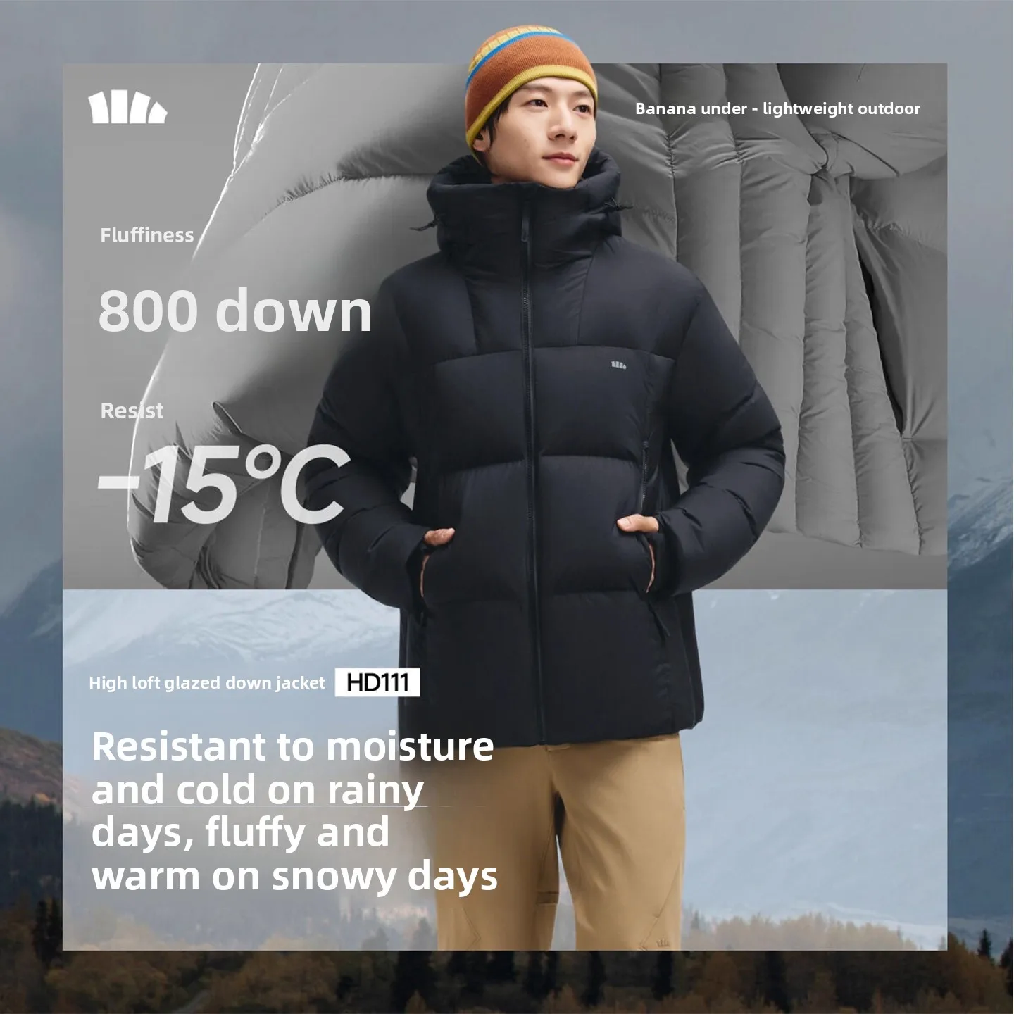 

Waterproof White Du down Jaet Men's Outdoor Autumn Winter Coat Windproof Warm hine Waable Hooded Poly Fiber Fabric