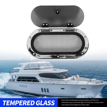 Marine Deck  Porthole Window UV Resistant Adjustable Opening Angle Waterproof Boat  Oval Porthole 16 X 8in for Yacht