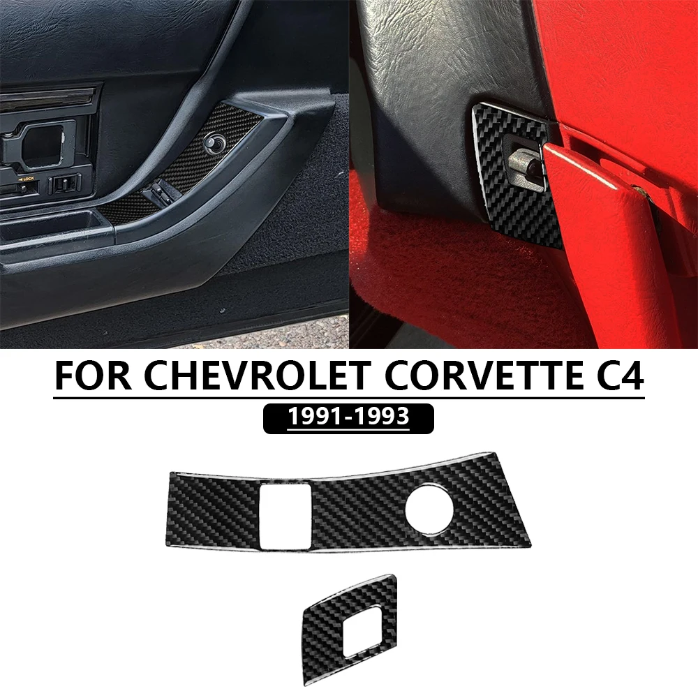 Real Soft Carbon Fiber Sticker For Chevrolet Corvette C4 ZR1 1991-1993 Car Window Lift Button Control Panel Trim Accessories
