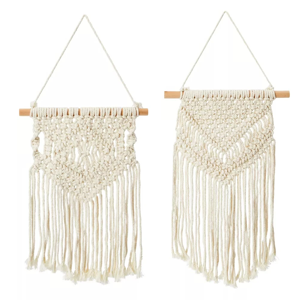 

2pc Woven Macrame Wall Hanging,15" x 10" Boho Wall Decor Art Aesthetic for Home,Nursery,Living Room,Bedroom,Apartment Decoration