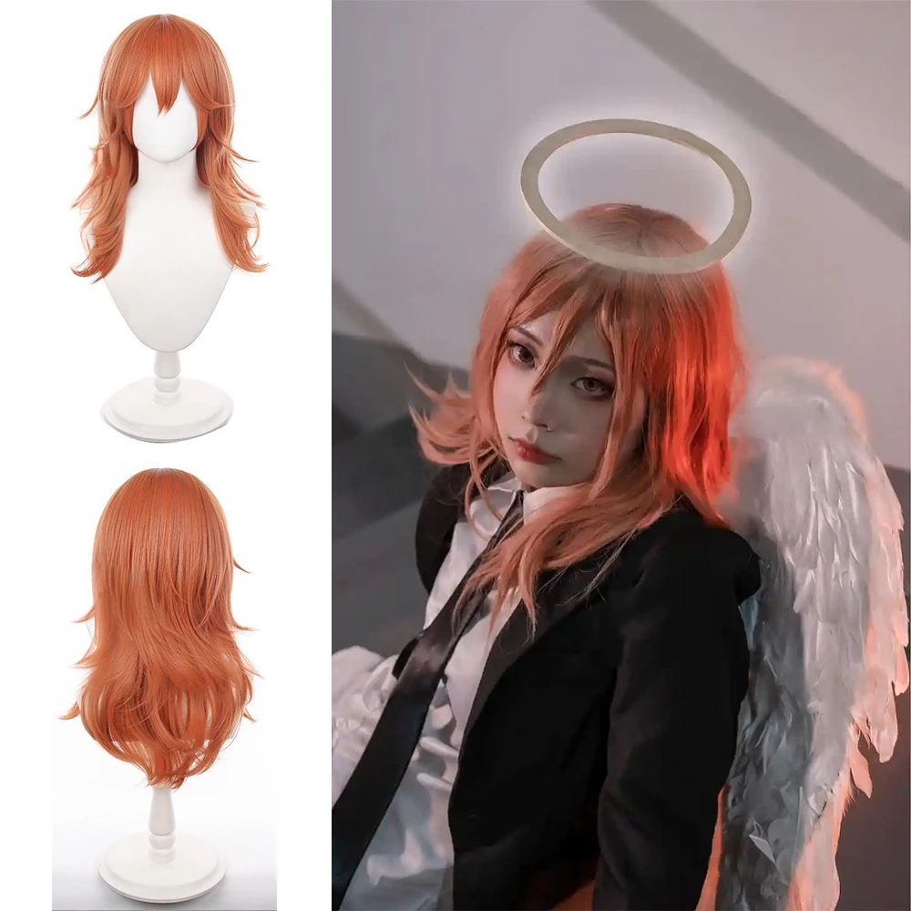 

Синтетический парик для косплея «Ангел-дьявол» из аниме «Человек-бензопила», слегка вьющийся, подходит для Хэллоуина, ролевых игр, термостойкий