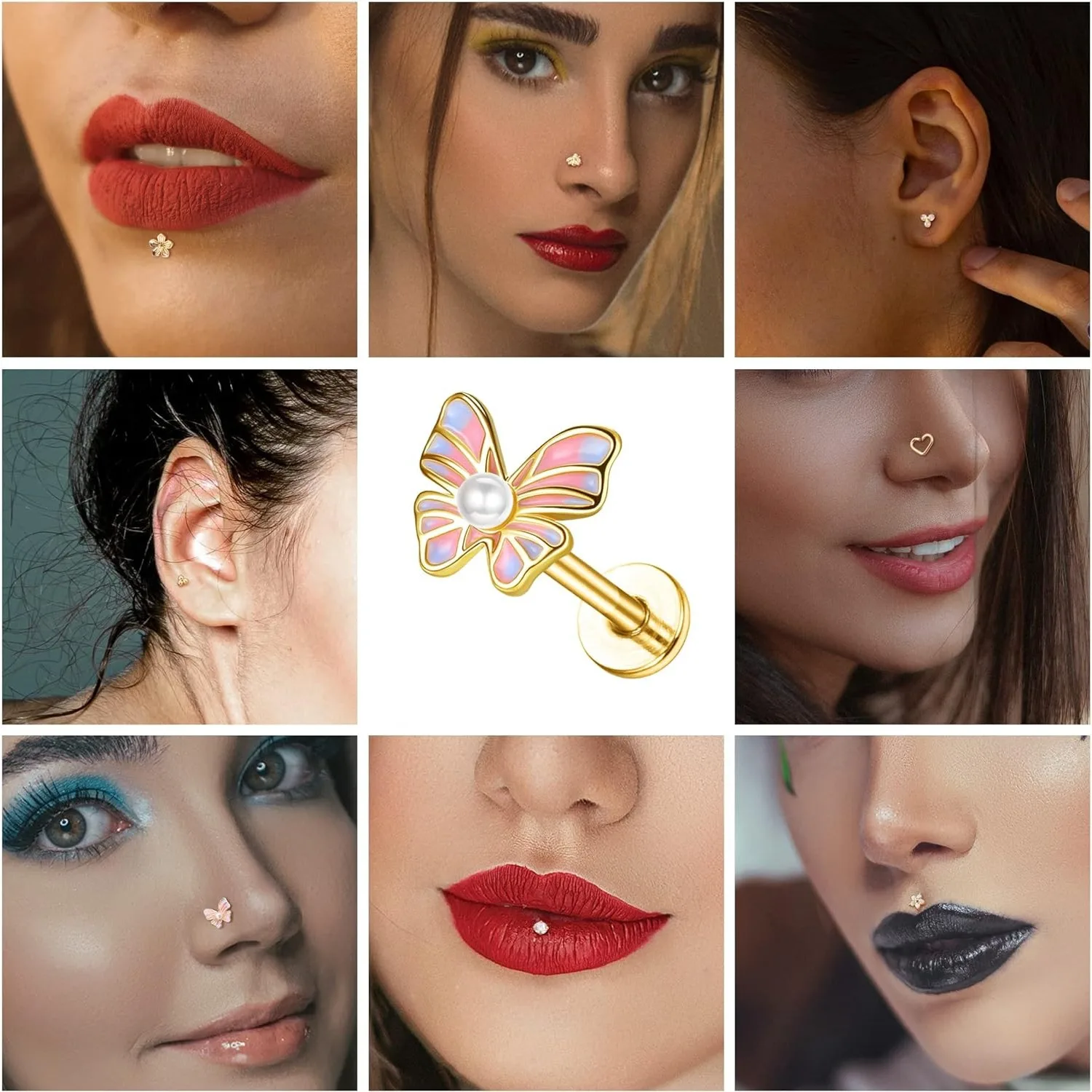 Drperfect 1pc 16g chirurgische Stahl ohrringe vorwärts Labret Helix für Frauen faden los Push in Lippen ringe Monroe Piercings Schmuck