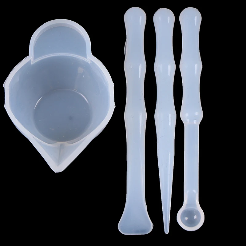 1Set Mix Cup Silicone Mold Epoxy Resin Tools 1Set Reusable Mixing Measuring Cups DIY Jewelry Making Stick Handmade Accessories