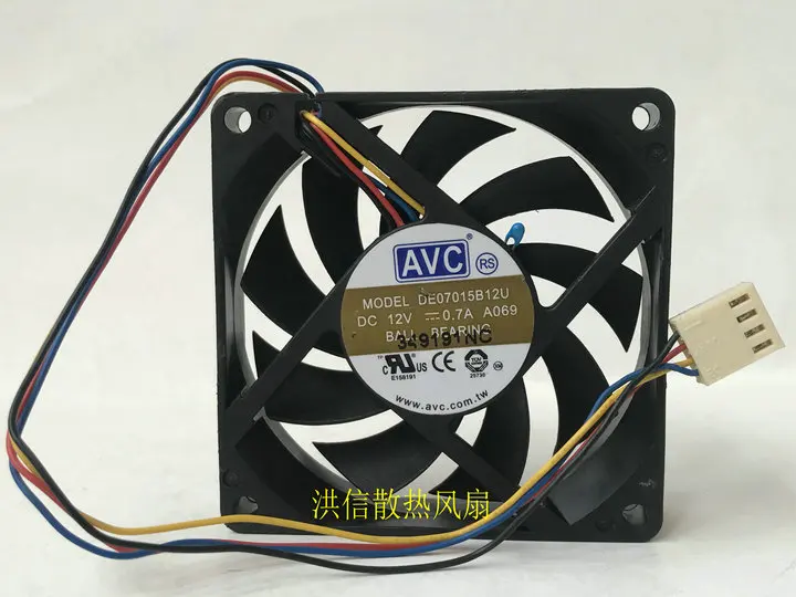 Free shipping original AVC 7015 DE07015B12U 12V 0.70A 7CM temperature-controlled AMD CPU fan