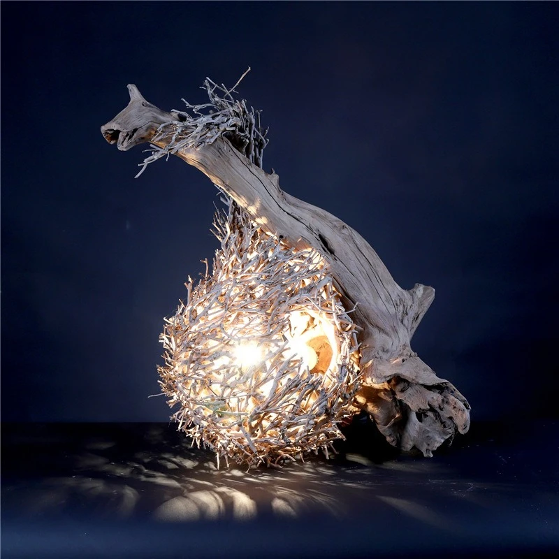 Handmade wooden desk lamps, bed and breakfast restaurants, cafes, decayed wood branches decorative lamps