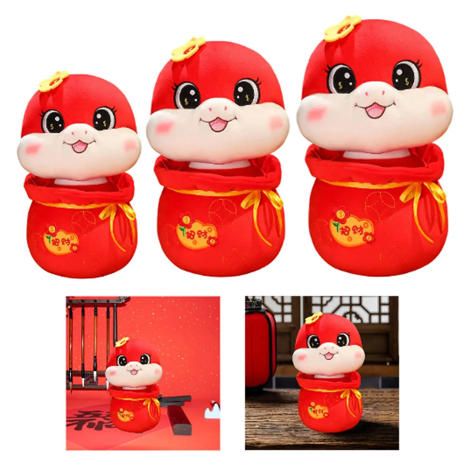 

2025 Chinese New Year Snake Plush Doll Snake Figure Mascot Animal Doll for Chinese New Year Festivals Home Gatherings Parties