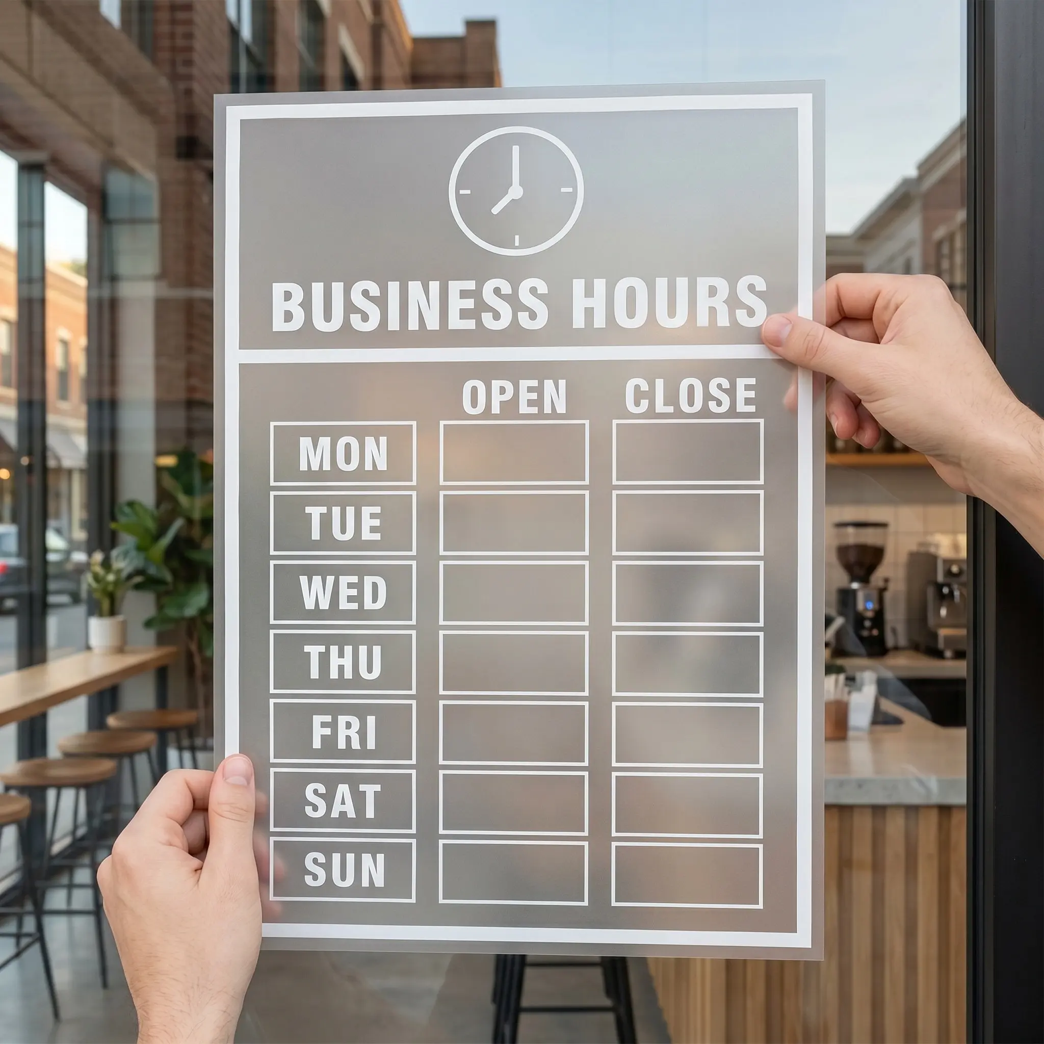 Business Hours Window Sticker Decal Door Sign Time Schedule for Retail Store Glass Storefront