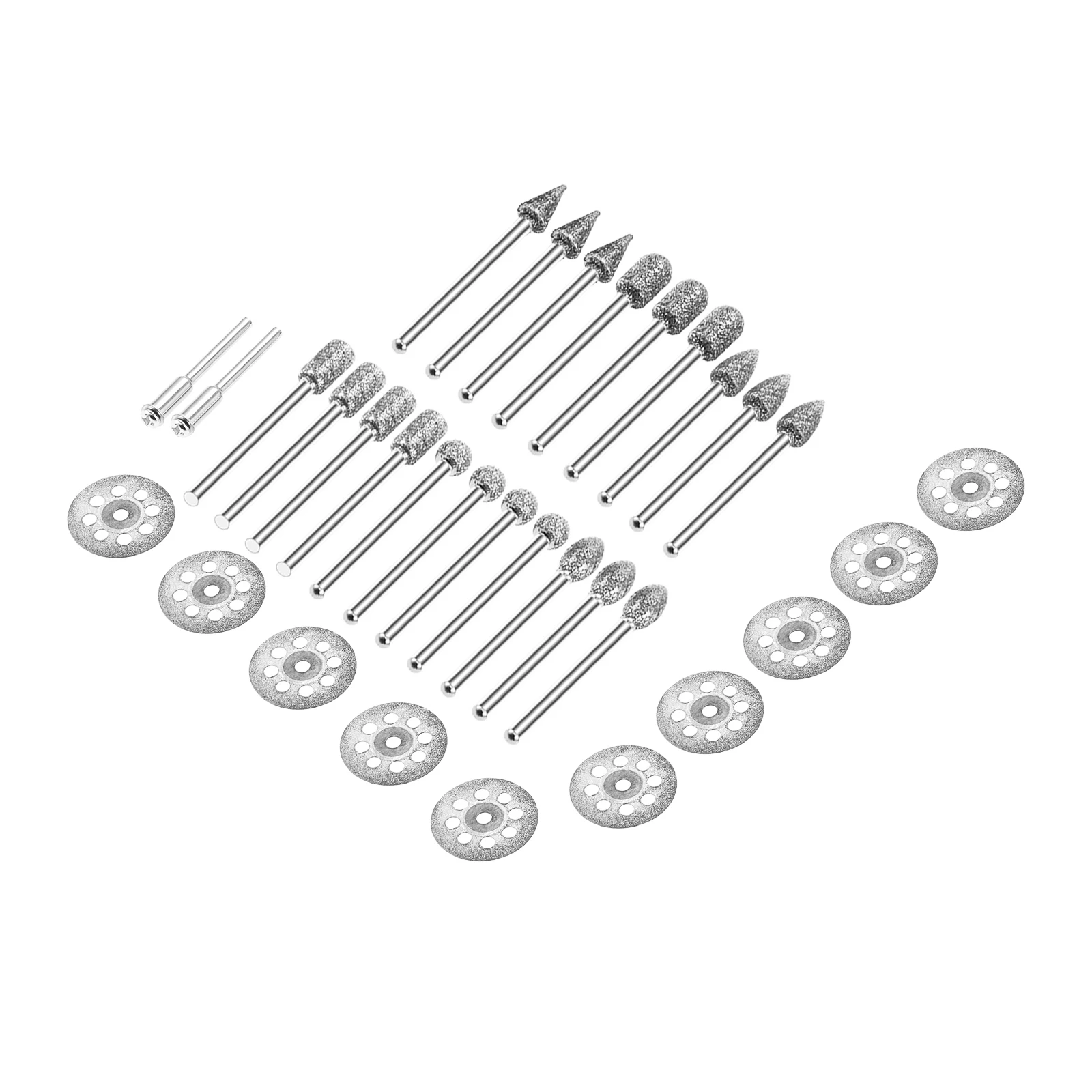 Kit de fraises diamantées avec tige de 1/8 "et roue de coupe diamantée, meuleuse, kit de coupe carrées pour outil lointain, kits de polissage, 32 pièces