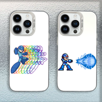 R-Rockman M-Megaman Phone Case For iPhone 16,15,14,13,12,11,Mini,Pro,MAX White Matte Shockproof Cover