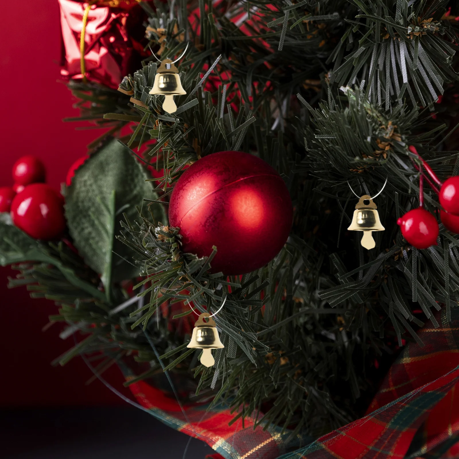 

120pcs 16Mm Christmas Bell Hanging Pendant Diy Mini Ornament Golden Christmas Tree Decoration Cute Bell Pendant For Family