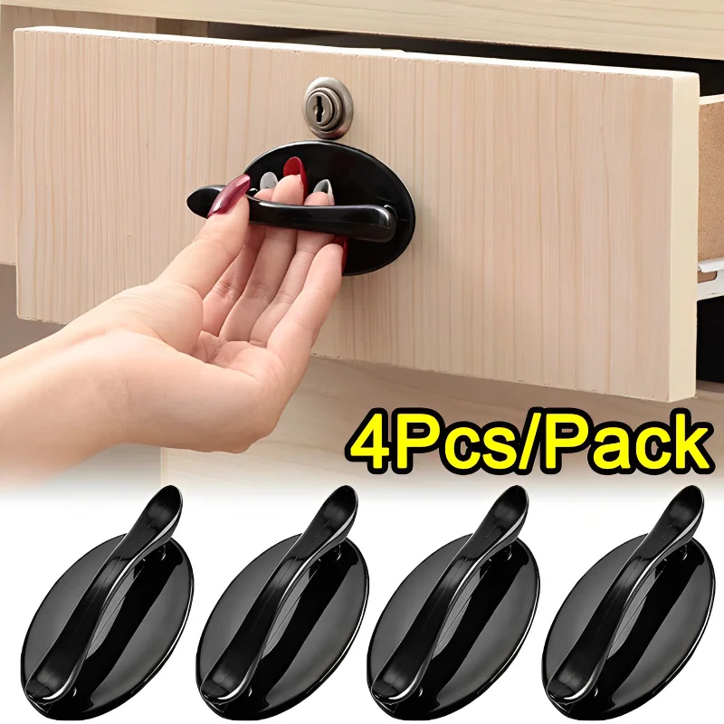 4/1Pcs Self-Adhesive Furniture Door Handles Punch-Free Cabinets Drawers Knobs Wardrobe Refrigerator Window Auxiliary Handles