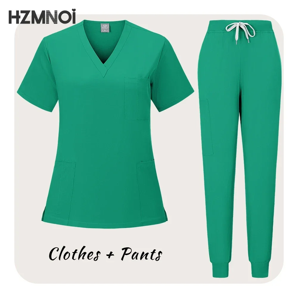 High Quality Scrub Set Medical T-shirt Pants Suits Pharmacy Beauty Salon Workwear Women Men Fashion Nursing Uniform for Hospital