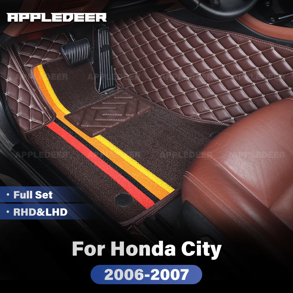 

Для Honda City 2006-2007 двухслойные автомобильные коврики на заказ, автомобильный ковер, аксессуары для интерьера