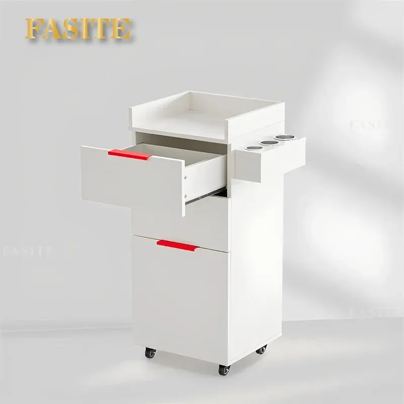 For Barber Shop Tool Cabinet Hair Storage Shelf Perm Dyeing Organizer New Wheeled Cart Mobile Furniture with Wheels