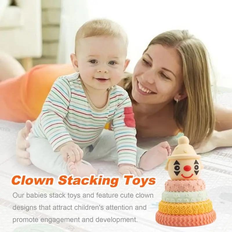 Jouets d'anneau empilables pour enfants, conception de clown, assemblage, jouets empilables, apprentissage alth, nuit