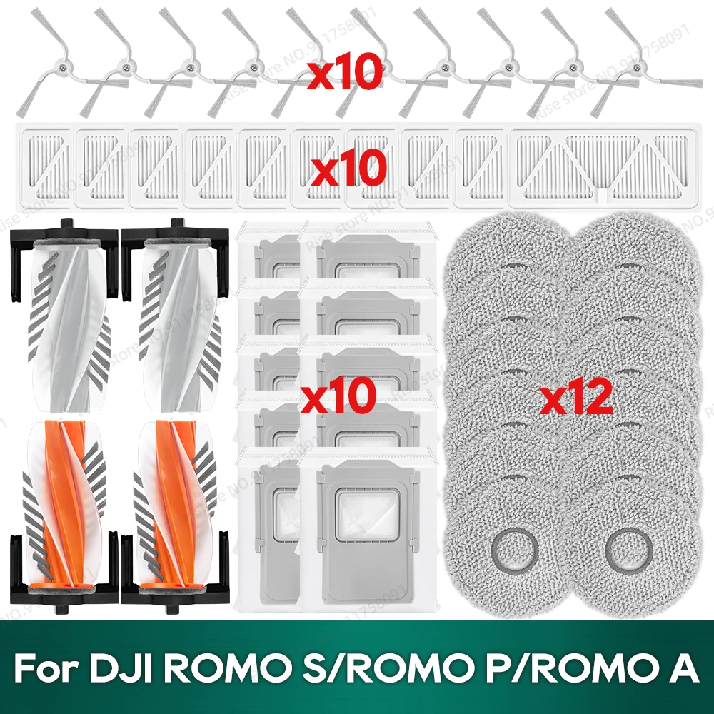 Compatible pour DJI ROMO S / ROMO P / ROMO A accessoires, filtre de brosse principale, sac à poussière, pièces de rechange en tissu de vadrouille