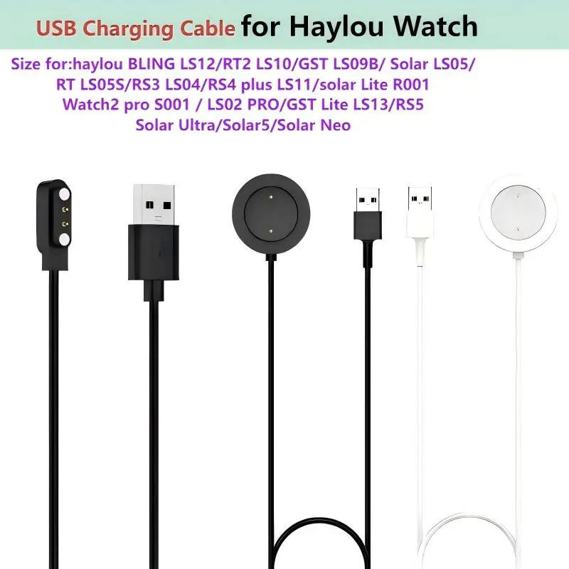 Charger Cable for Haylou Watch2 Pro/RS5/LS12/GST/Solar LS05/RS3 LS04/RS4 Plus LS11 USB Magnet Charger 1m Adapter