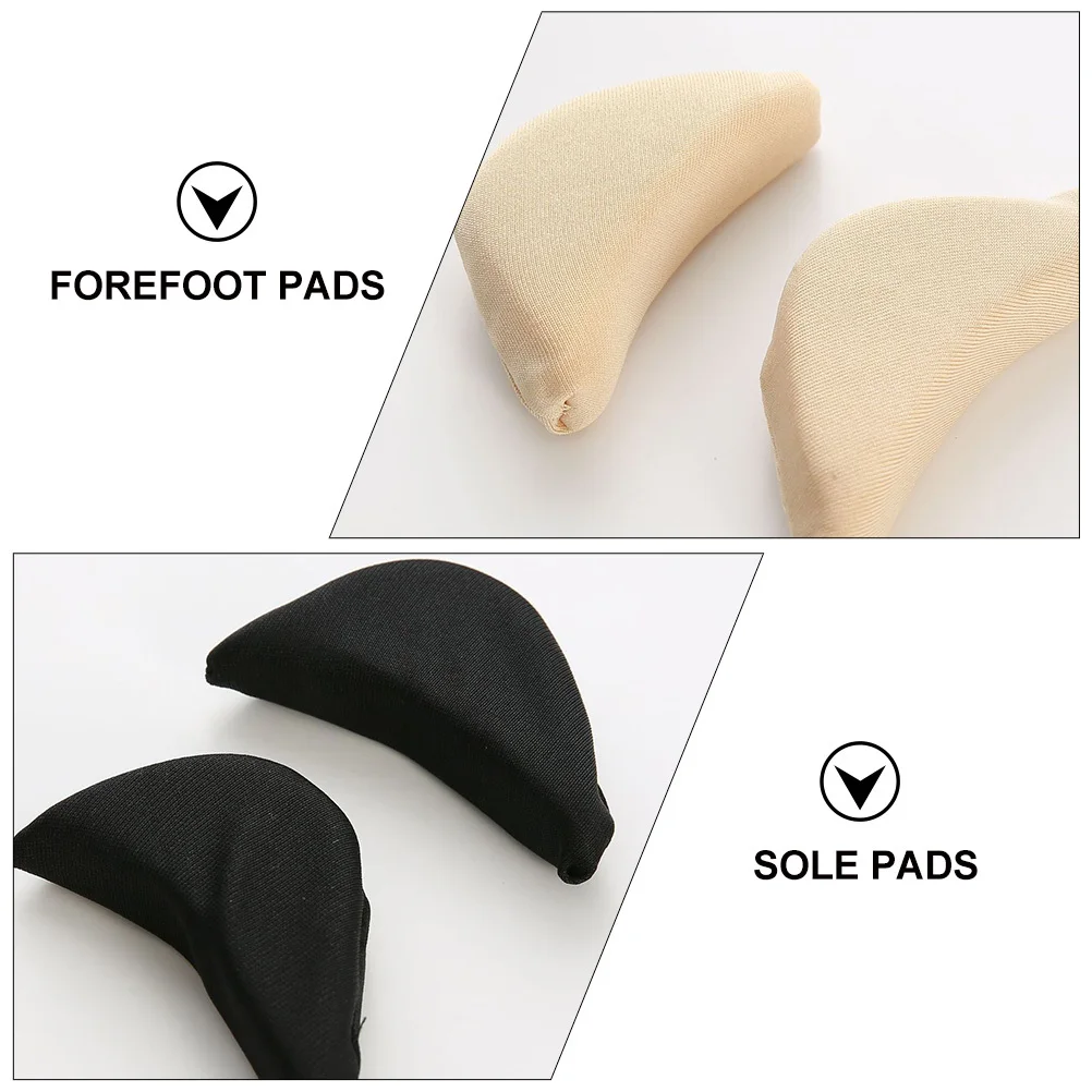 

6 Pairs Durable Sponge Toe Plug Shoe Fillers Thicken Half Insoles Black Adult Pads Cushion Sole Pads Forefoot Pain Relief Anti