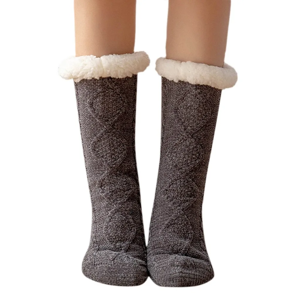 

Fashion Velvet Thick Thermal Socks Anti Slip Fluffy Plush Floor Socks Warm Knitted Winter Slipper Socks Gifts