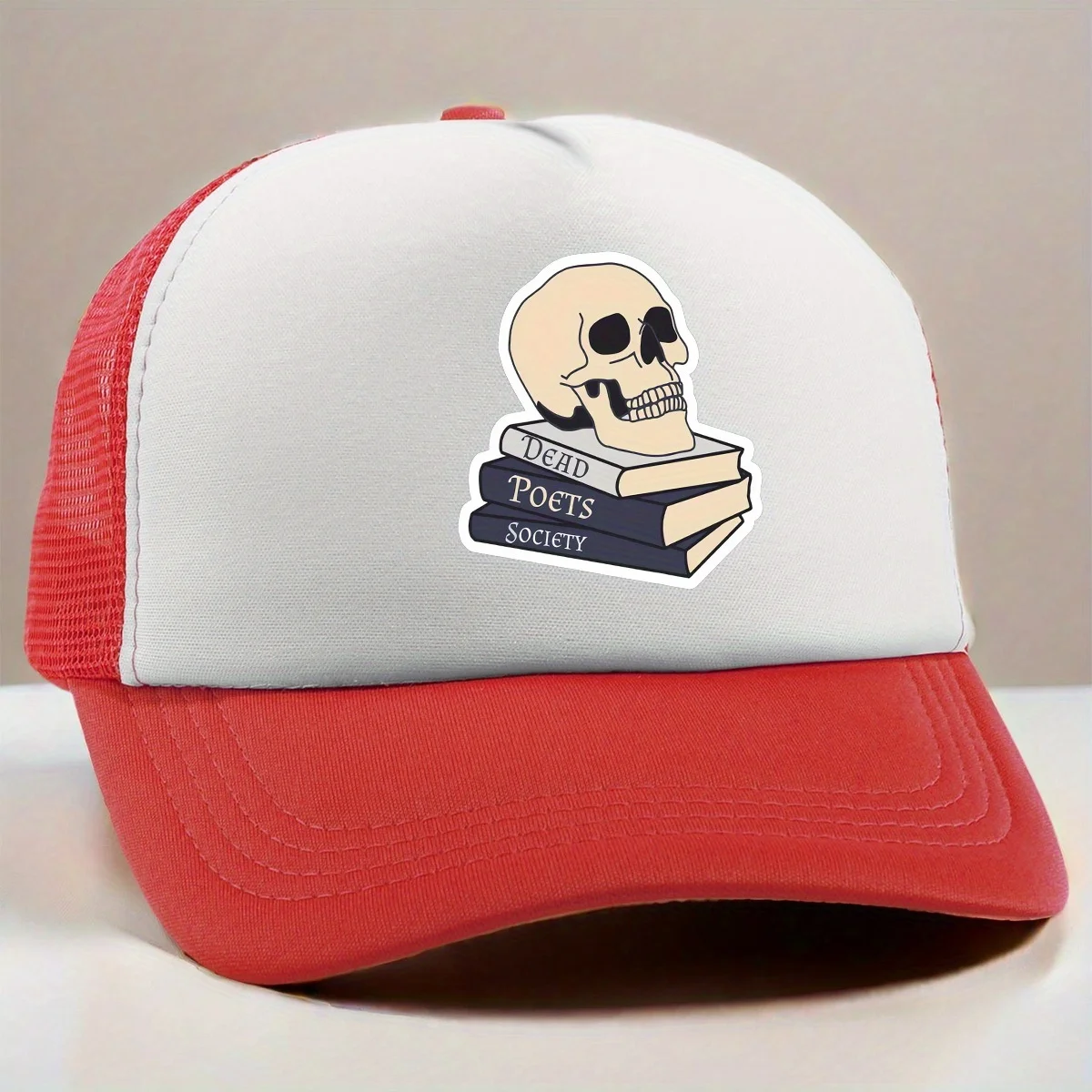 Dead Poets Society Skull Books Trucker-Mütze, Polyester-Mesh-Rückseite, verstellbare Freizeitkappe