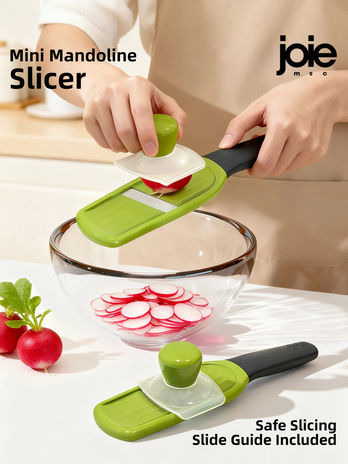 قطاعة خضراوات من الفولاذ المقاوم للصدأ من Joie Mini Mandoline لأدوات إكسسوارات المطبخ والبطاطس والجزر والخيار والجبن