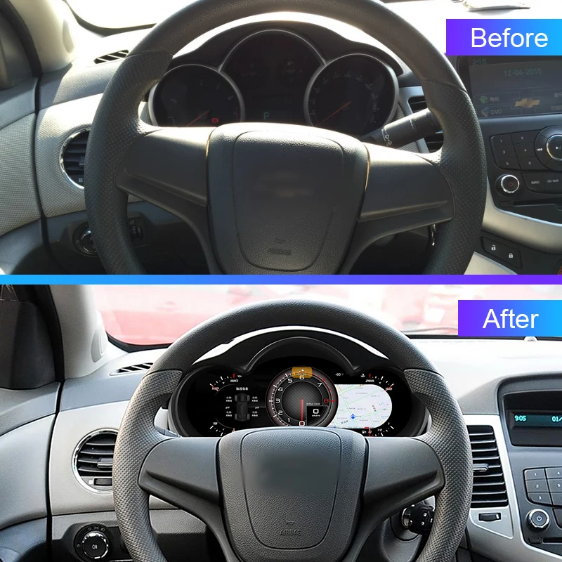 12.3 Inch LCD Digital Speedometer Instrument Cluster For Chevrolet Cruze 2009-2014 QLED Dashboard Display Plug And Play