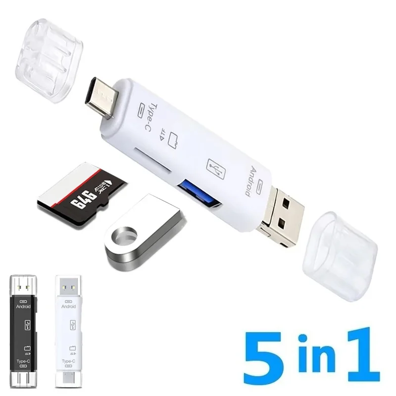 5 In 1 Multifunction USB/Type C/USB Micro/USB SD TF/Memory Card Reader For Desktop Computer Dock OTG Type C Adapter Accessories