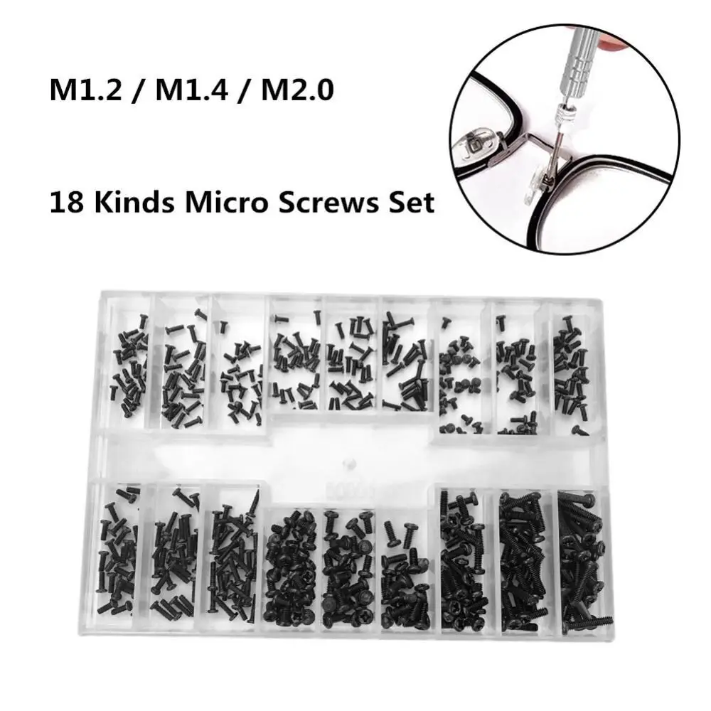 500Pcs 18 Types Mini Screw Nuts DIY Kit ,Laptop Computer Assemble Repair Screws, Fastener Set For Repairing Sunglass and Phone