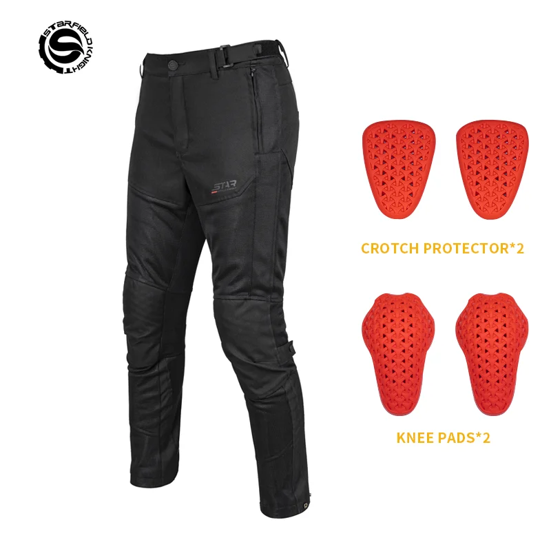 SFK Motorcycle Riding Trousers Men's Pants New Black Summer Mesh Breathable With Removable CE Protective Armor Gears Accessories