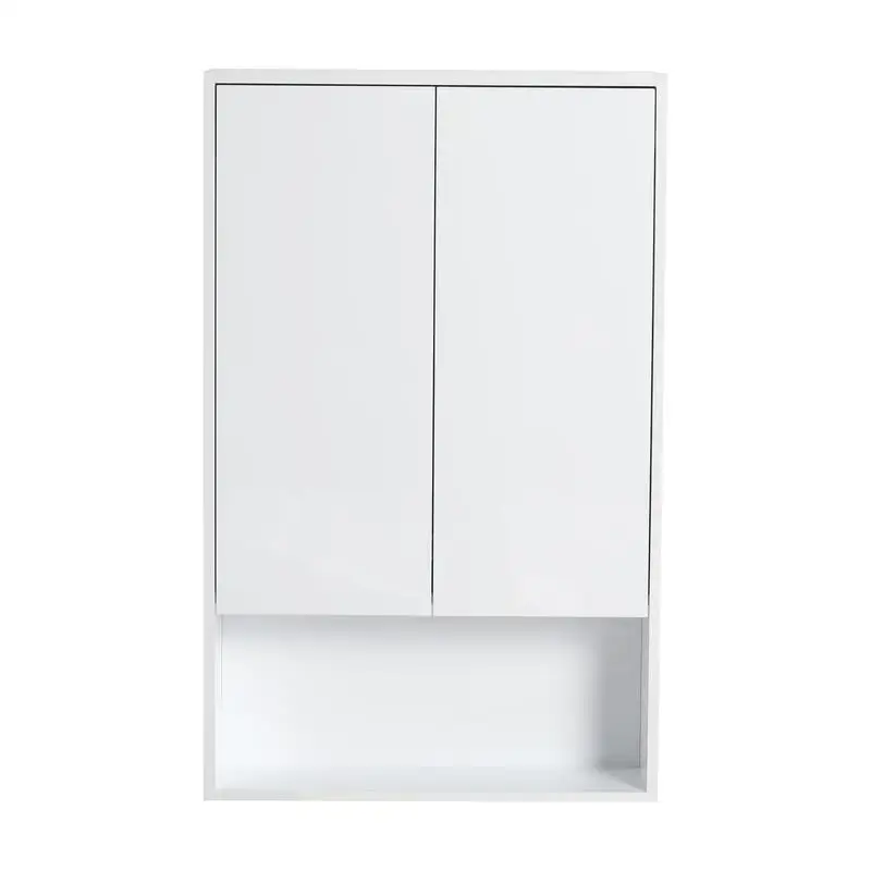 خزانة حائط للحمام مقاس 24 بوصة، أبواب مغلقة ناعمة، تصميم عائم، أبيض لامع، تعبئة KD، حل تخزين حديث للحمام