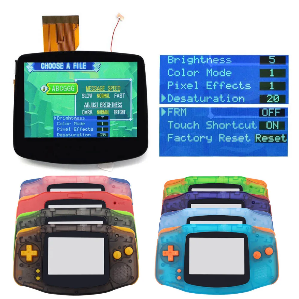 

Hispeedido Laminated V5.0 IPS LCD Screen For GBA Highlight Blacklight 720x480 Retro Pixel W/New Housing Shell