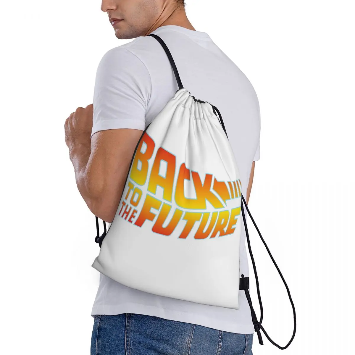 

Back To The Future Movie Logo Backpacks Fashion Drawstring Bags Sports Bag Book Bags for Travel School