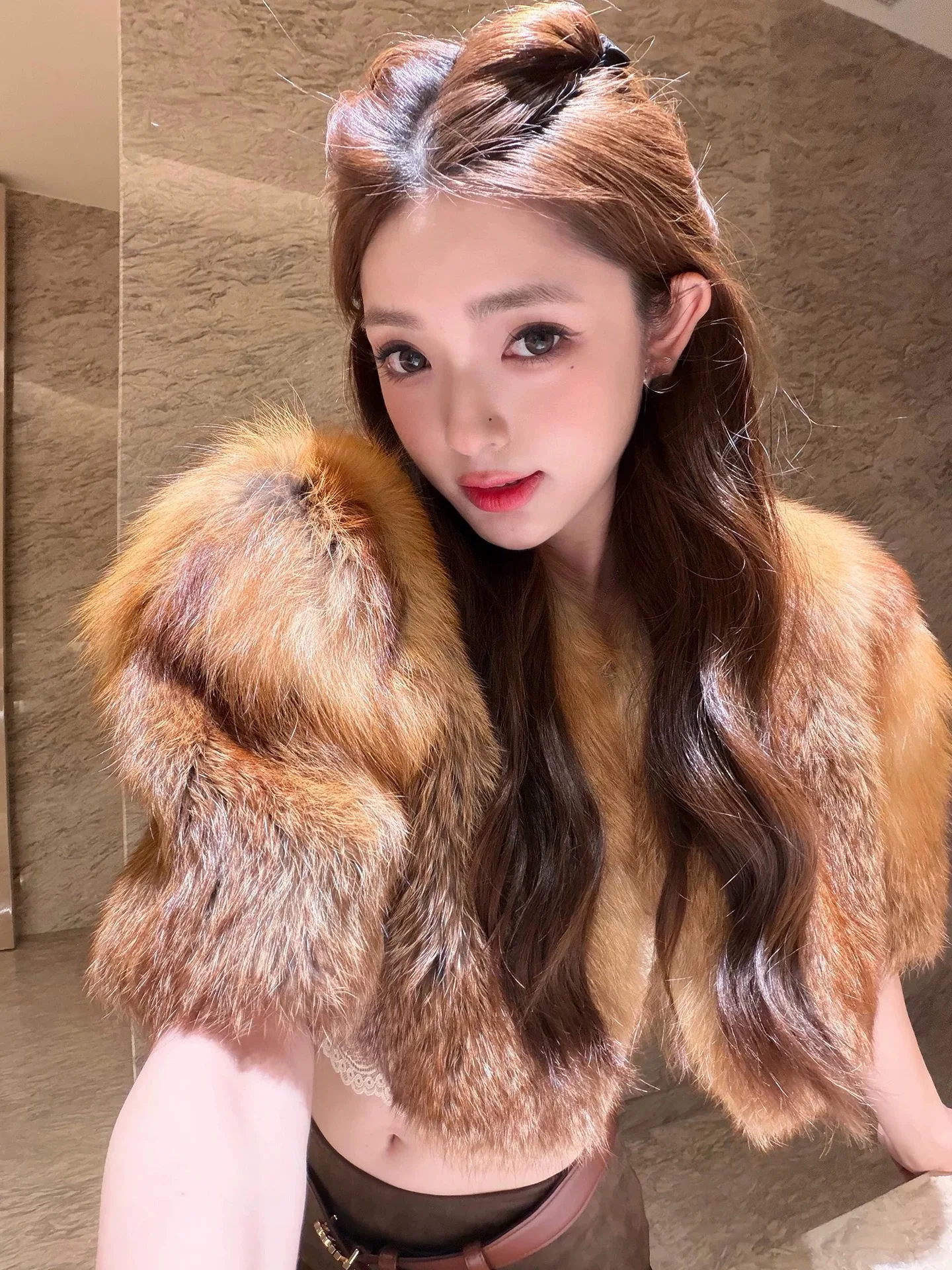 

Korean Sle Faionable Slimming Warm Fur Coat Women's Eco-Friendly Trendy oulder Wrap ort Outerwear Commute Sle